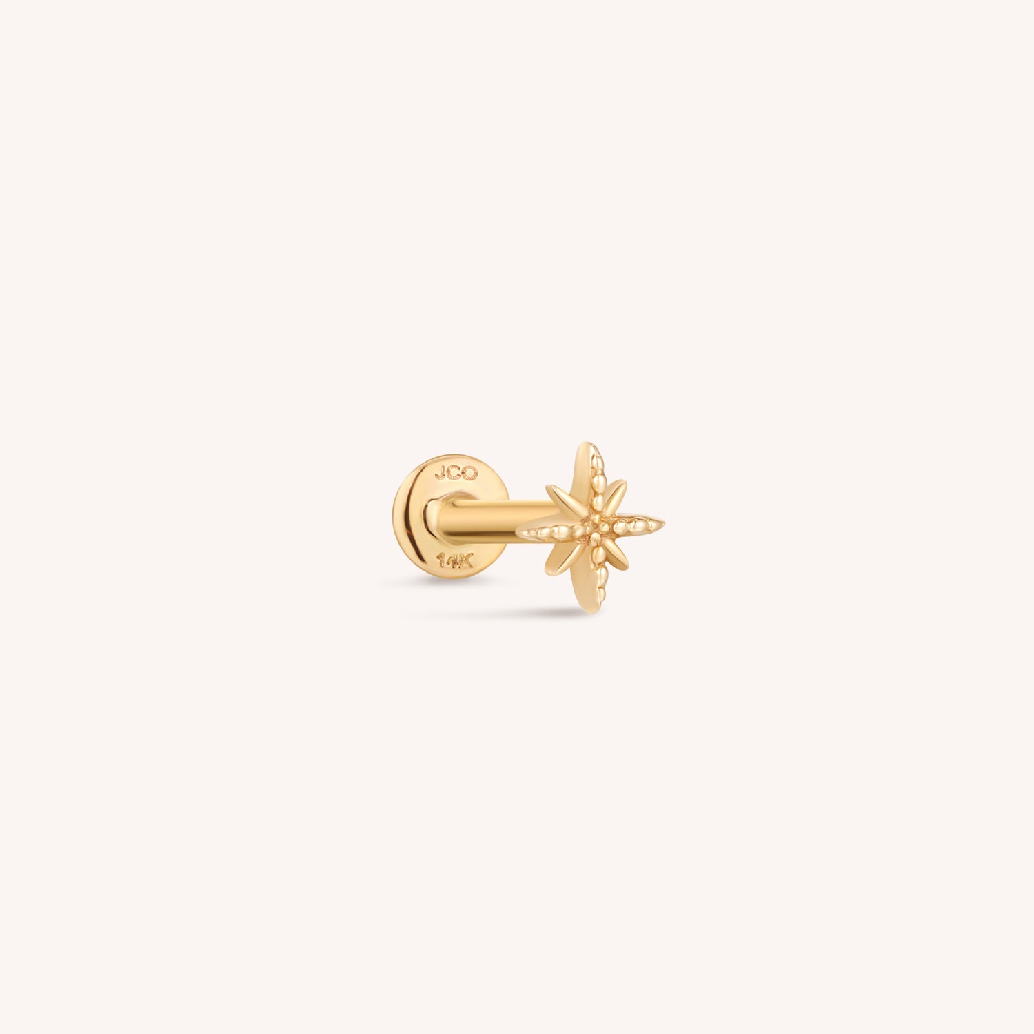 14K solid gull stjerneburst intern labret ørepynt